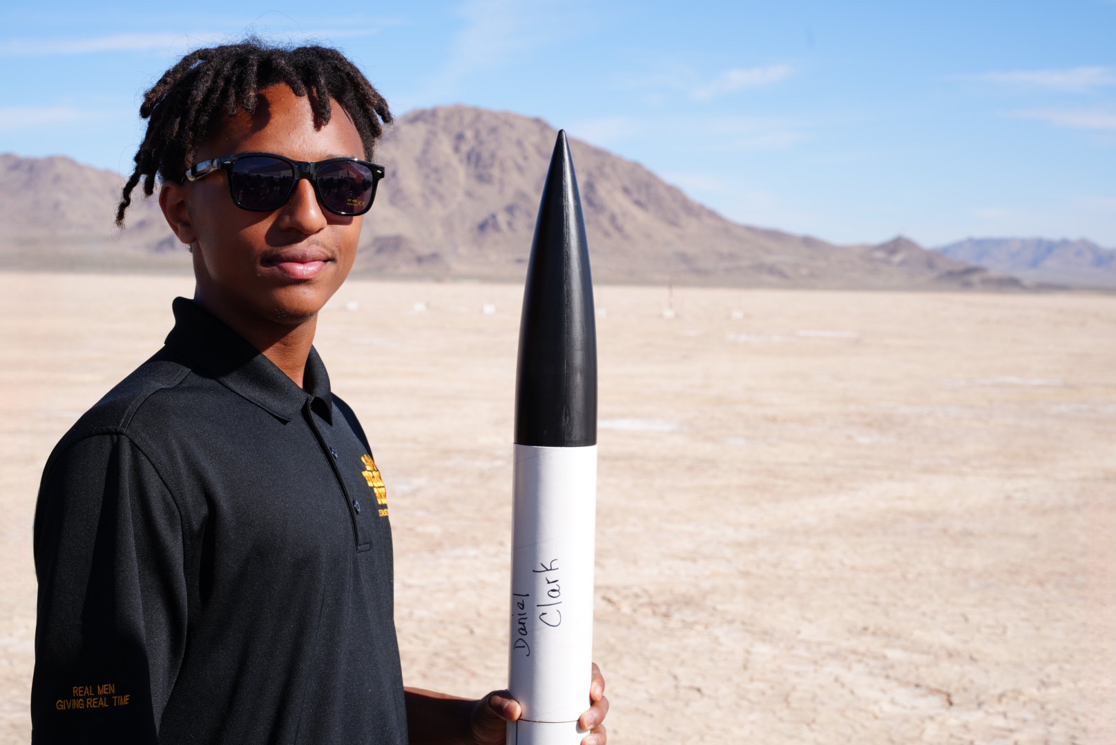 Student with rocket